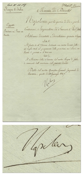 Napoleon Bonaparte 1807 Document Signed -- With Full ''Napoleon'' Signature